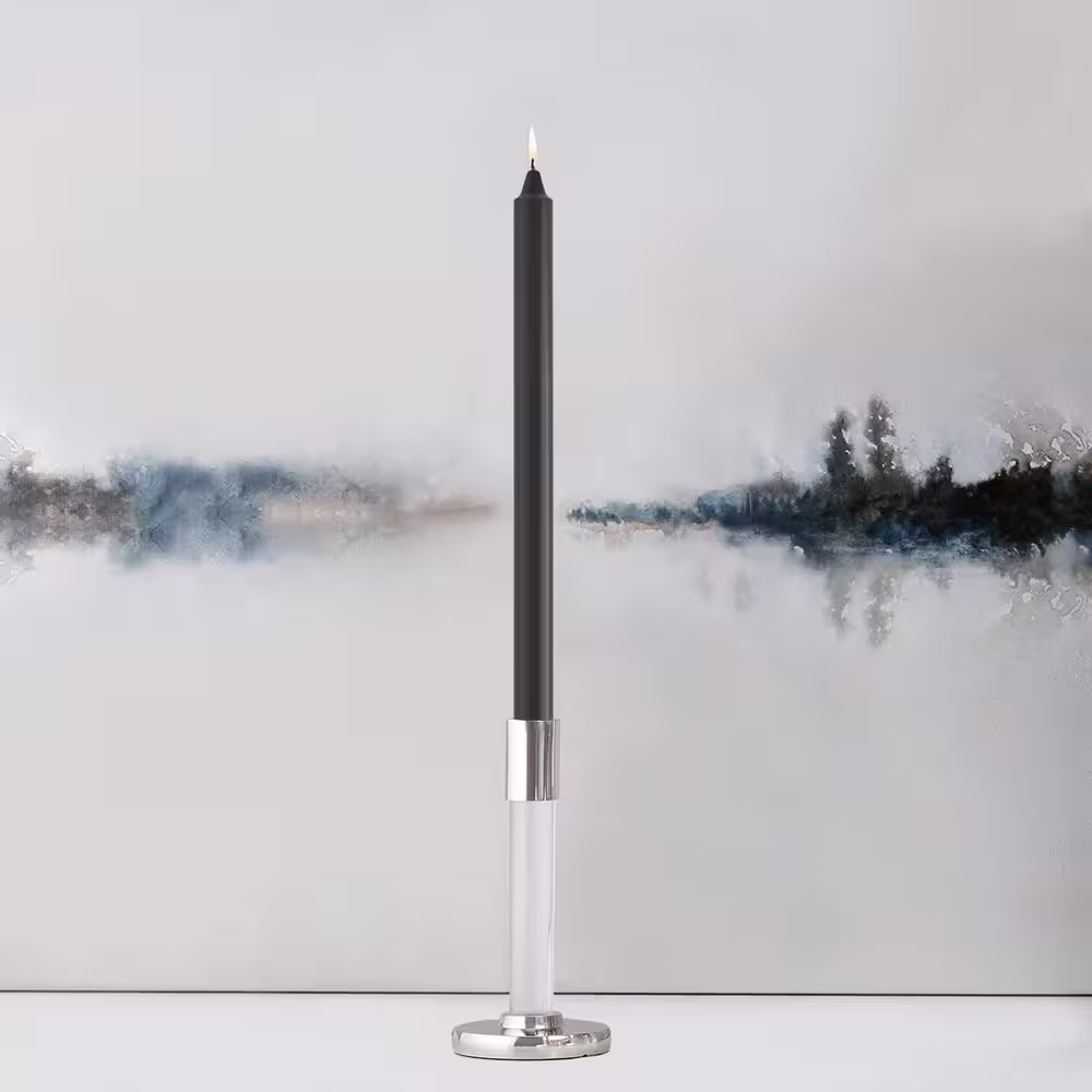 ROOT CANDLES Smooth Arista 12 in. Black Unscented Taper Candle (Set of 12)