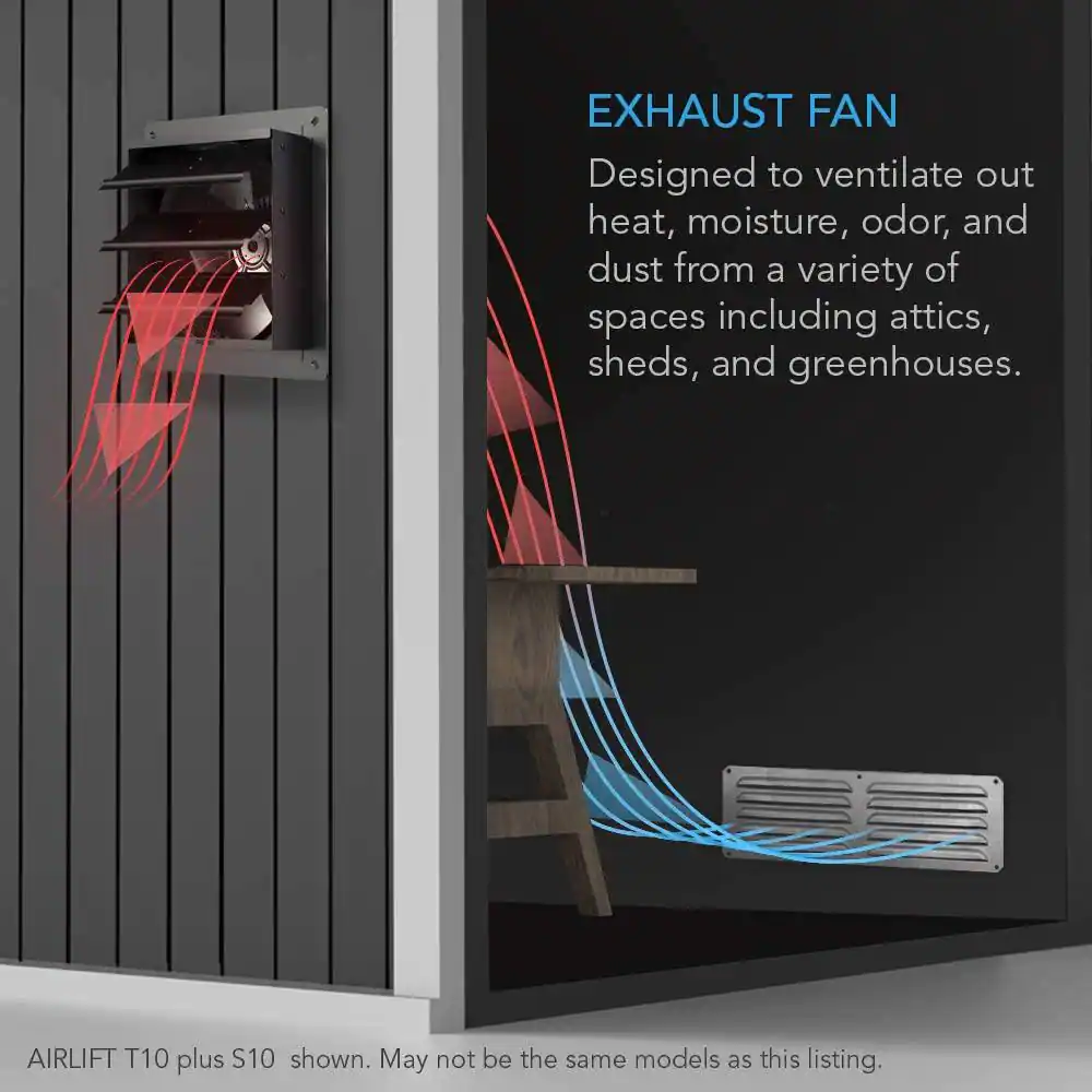 AC Infinity Airlift T12 830 CFM 12 in. Indoor Wall Mount Shutter Exhaust Fan with Temperature Humidity Controller