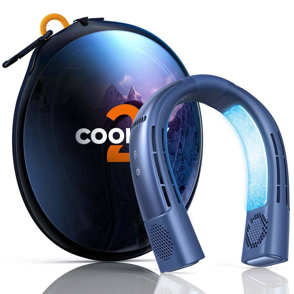 TORRAS Coolify 2 Bladeless 1.5 in. Wearable Neck Air Conditioner and Heater Personal Fan 3 Speeds Ocean Blue 5000 mAh