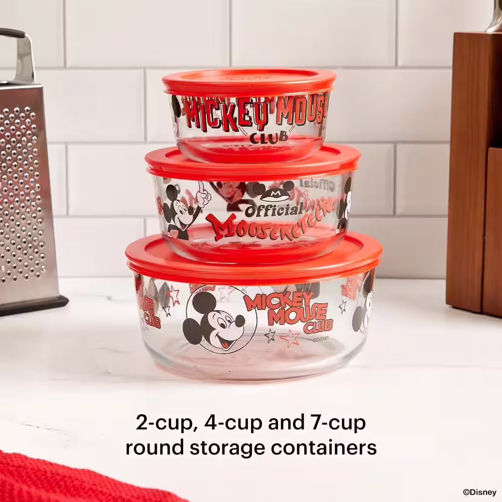 Pyrex 6-piece Glass Food Storage Set, Disney Mickey Mouse Club