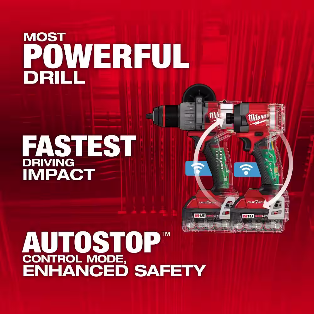Milwaukee M18 FUEL ONE-KEY 18-Volt Lithium-Ion Brushless Cordless Hammer Drill/Impact Driver Combo Kit with M18 FUEL Hackzall