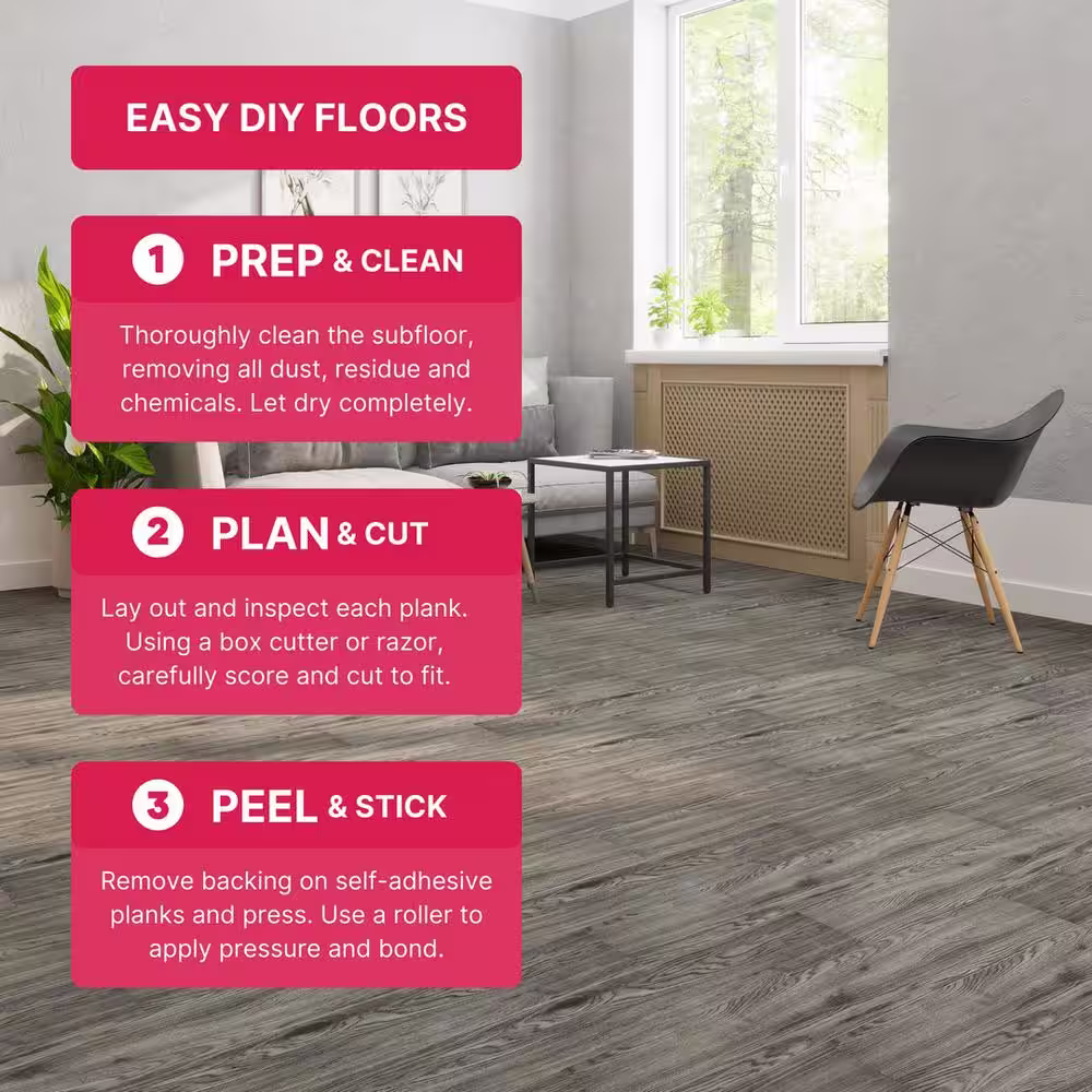 Lucida Surfaces BaseCore Greyscale 12 MIL x 6 in. W x 36 in. L Peel and Stick Waterproof Luxury Vinyl Plank Flooring (54 sqft/case)