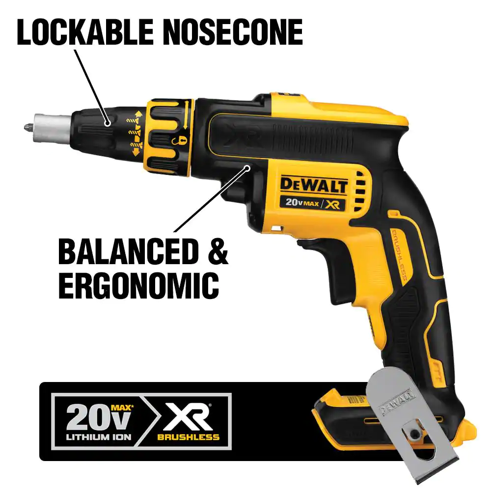 DEWALT 20V MAX XR Cordless Brushless Drywall Screw Gun (Tool Only)