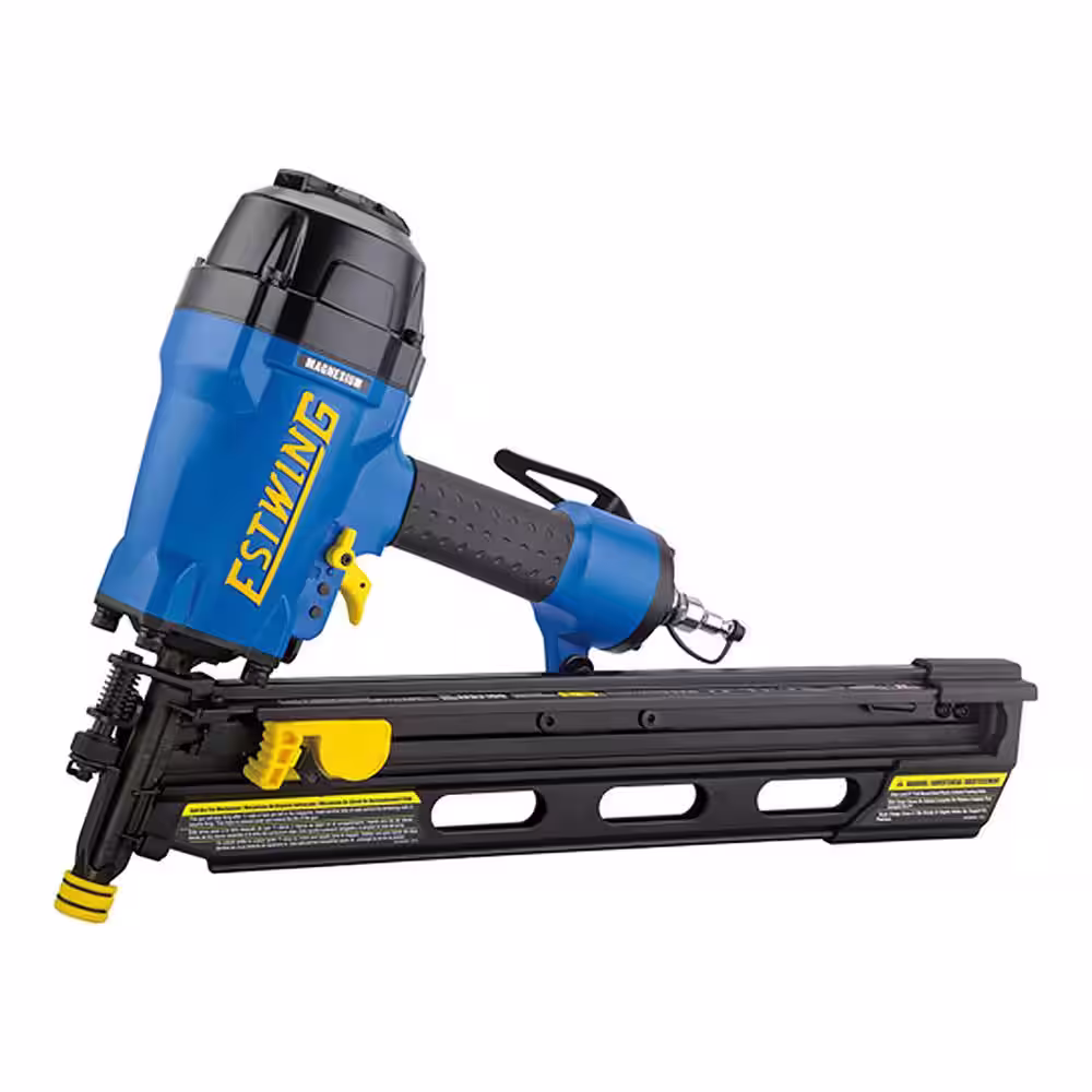 Estwing Pneumatic 21 Degree 3-1/2 in. Framing Nailer with Adjustable Metal Belt Hook, 1/4 in. NPT Swivel Fitting, and Bag