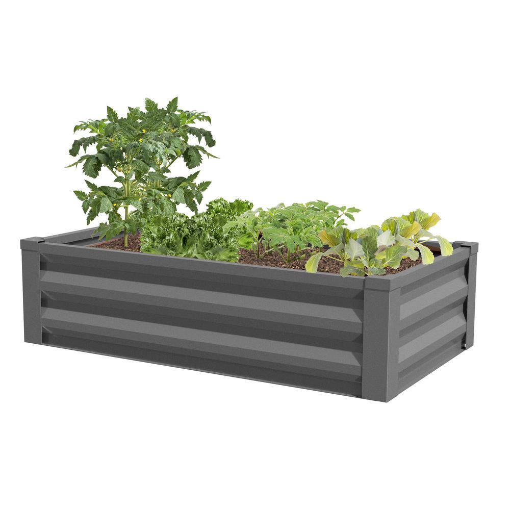 Panacea Antique Iron Metal Raised Garden Planter with Liner
