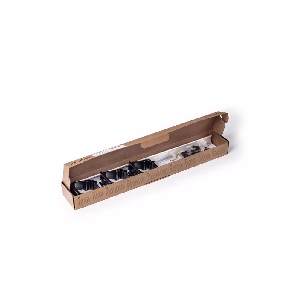 TOOLFLEX 21.5 in. Universal Garage Storage Rail System with 3 Black One-Size-Fits-All Holders