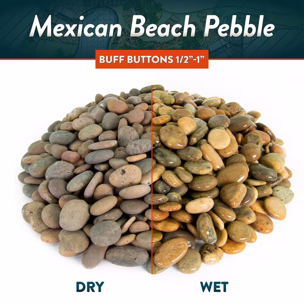 Southwest Boulder & Stone 0.25 cu. ft. 1/2 in. to 1 in. Buff Buttons Mexican Beach Pebble Smooth Round Rock for Garden and Landscape Design