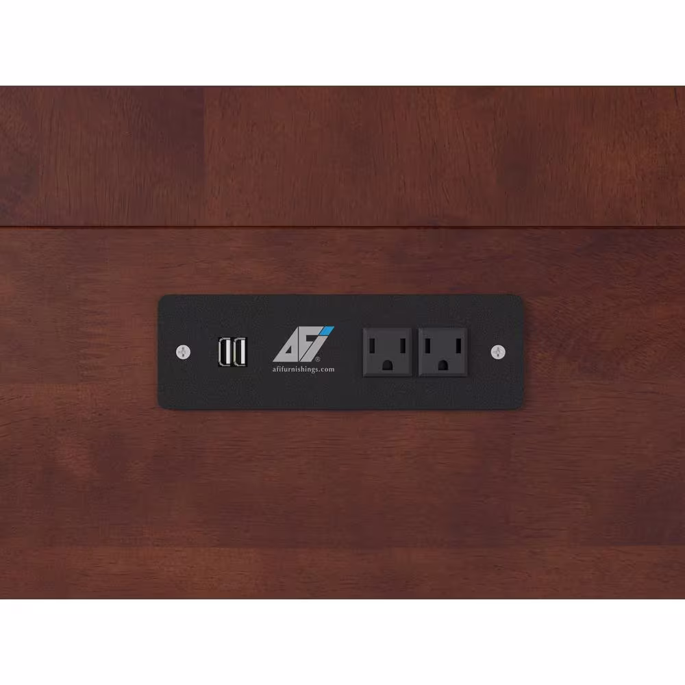 AFI Raleigh Queen Walnut Wood Murphy Bed Chest with Mattress, Storage and Built-in Charging