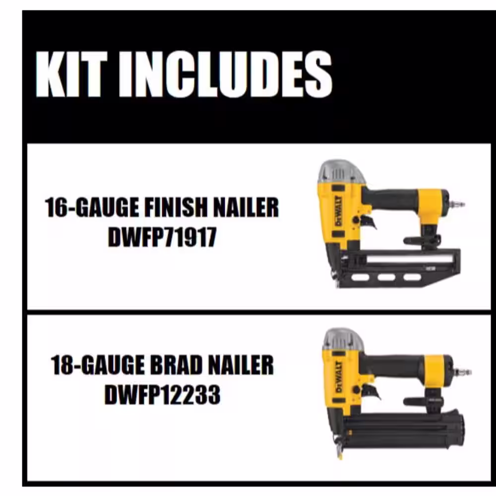 DEWALT Pneumatic 16-Gauge 2-1/2 in. Nailer and Pneumatic 18-Gauge Brad Nailer