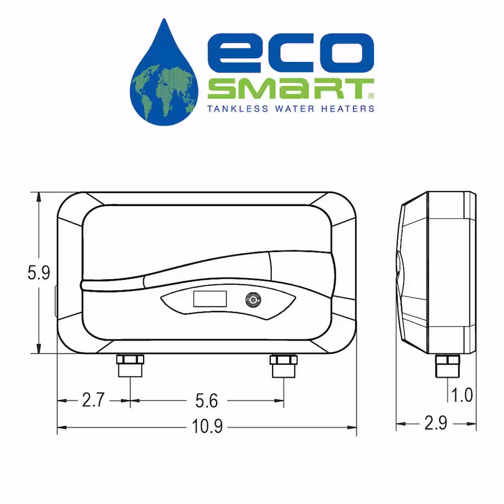 EcoSmart POU 3.5 Point-of-Use Flow Controlled Tankless Electric Water Heater 3.5 kW 120 V