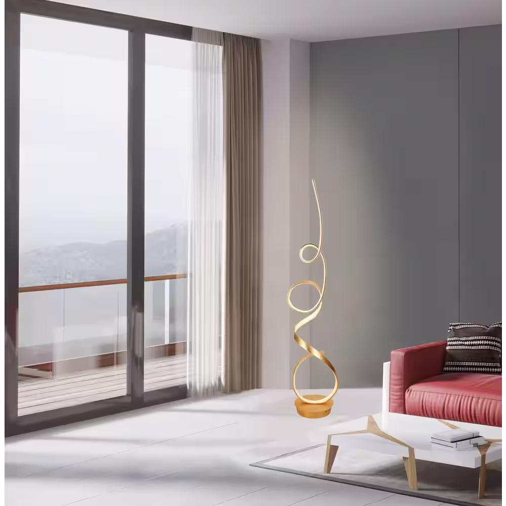 ARTIVA Mozart 63 in. Anodized Gold Unique Modern Integrated LED Floor Lamp