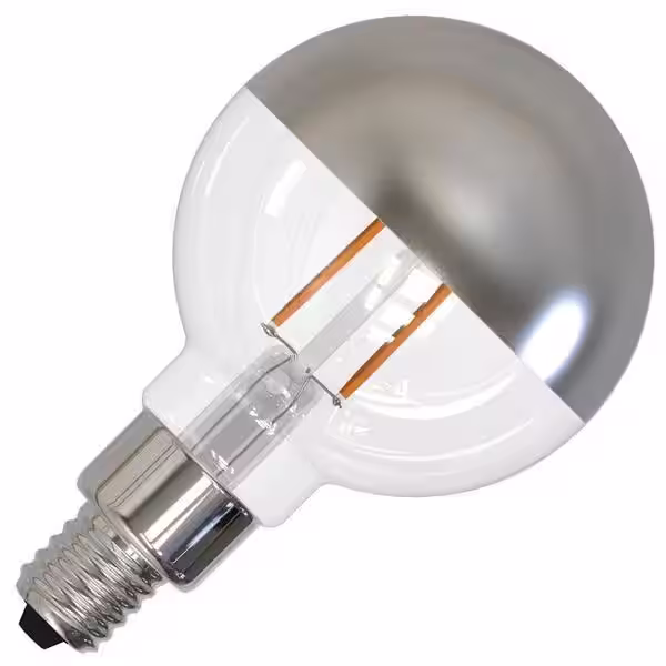 Bulbrite 25-Watt Equivalent Dimmable Half Mirror G16 Vintage Edison LED Light Bulb with Candelabra (E12) Base, 2700K, (4-Pack)