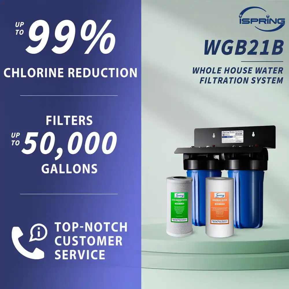 ISPRING 2-Stage Whole House Water Filtration System with 4.5 in. x 10 in. Sediment and Carbon Block Filters