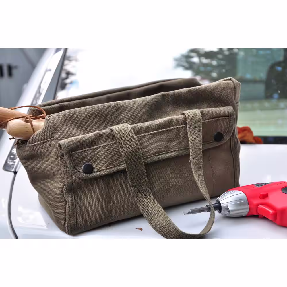 G & F Products 11 in. Government Issued Style Mechanics Heavy-Duty Tool Bag in Olive