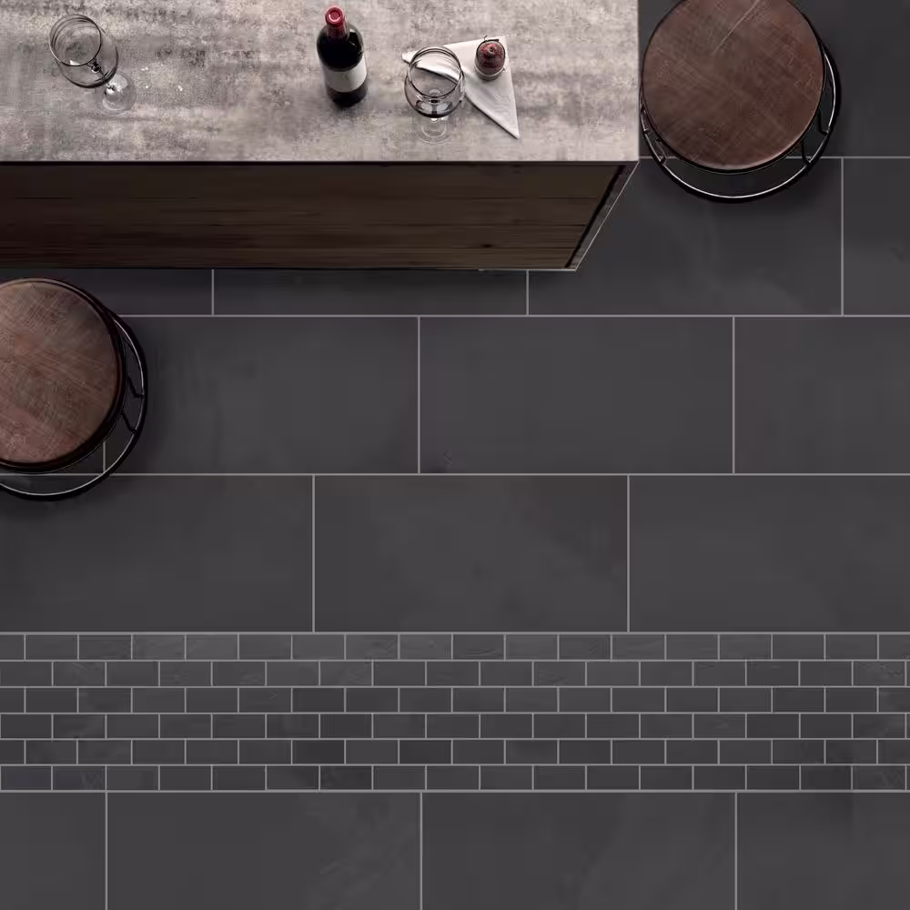 Florida Tile Home Collection Galactic Slate Black 12 in. x 24 in. Matte Porcelain Floor and Wall Tile (136.20 sq. ft./Pack)