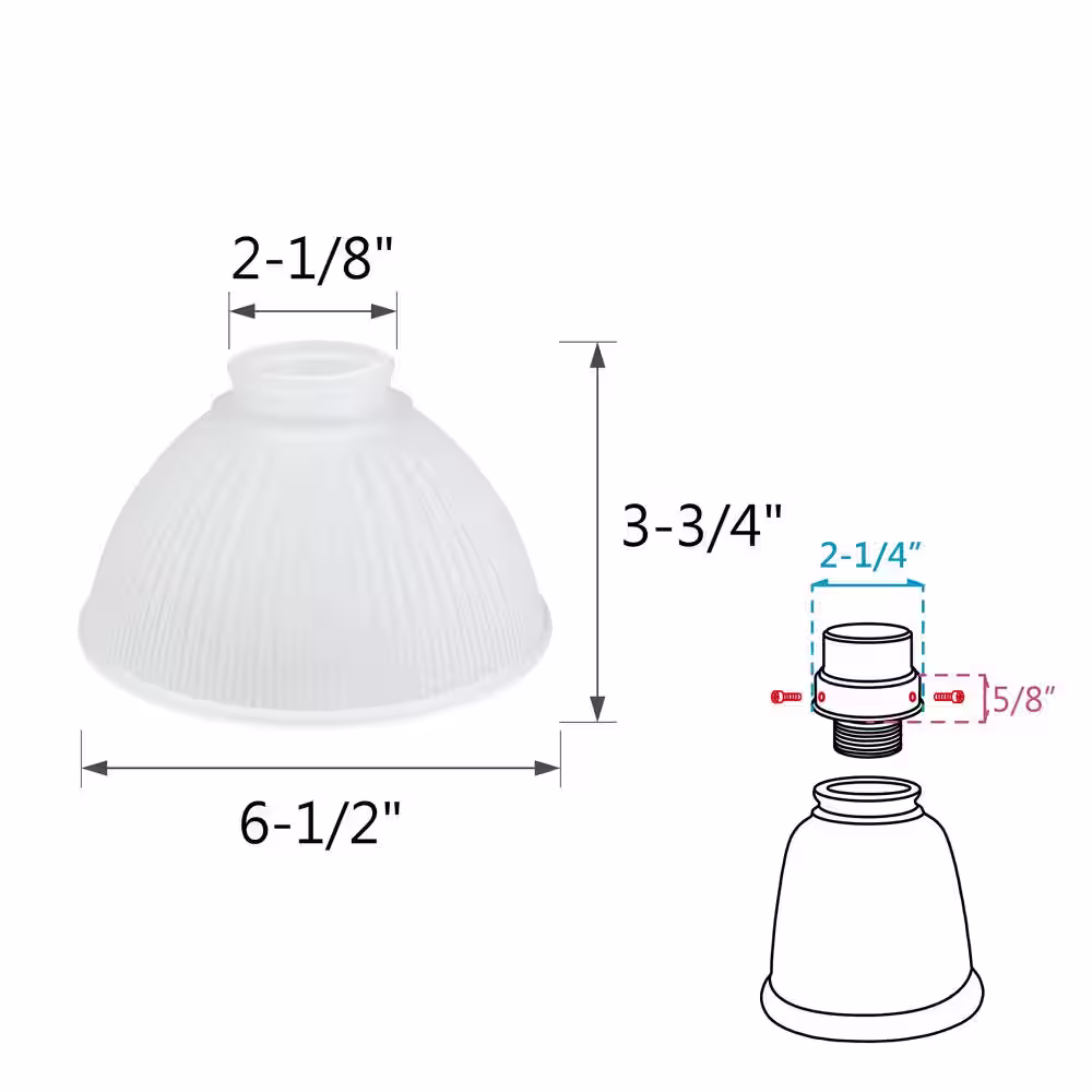 None 3-3/4 in. Frosted Ribbed Dome Ceiling Fan Replacement Glass Shade (4-Pack)