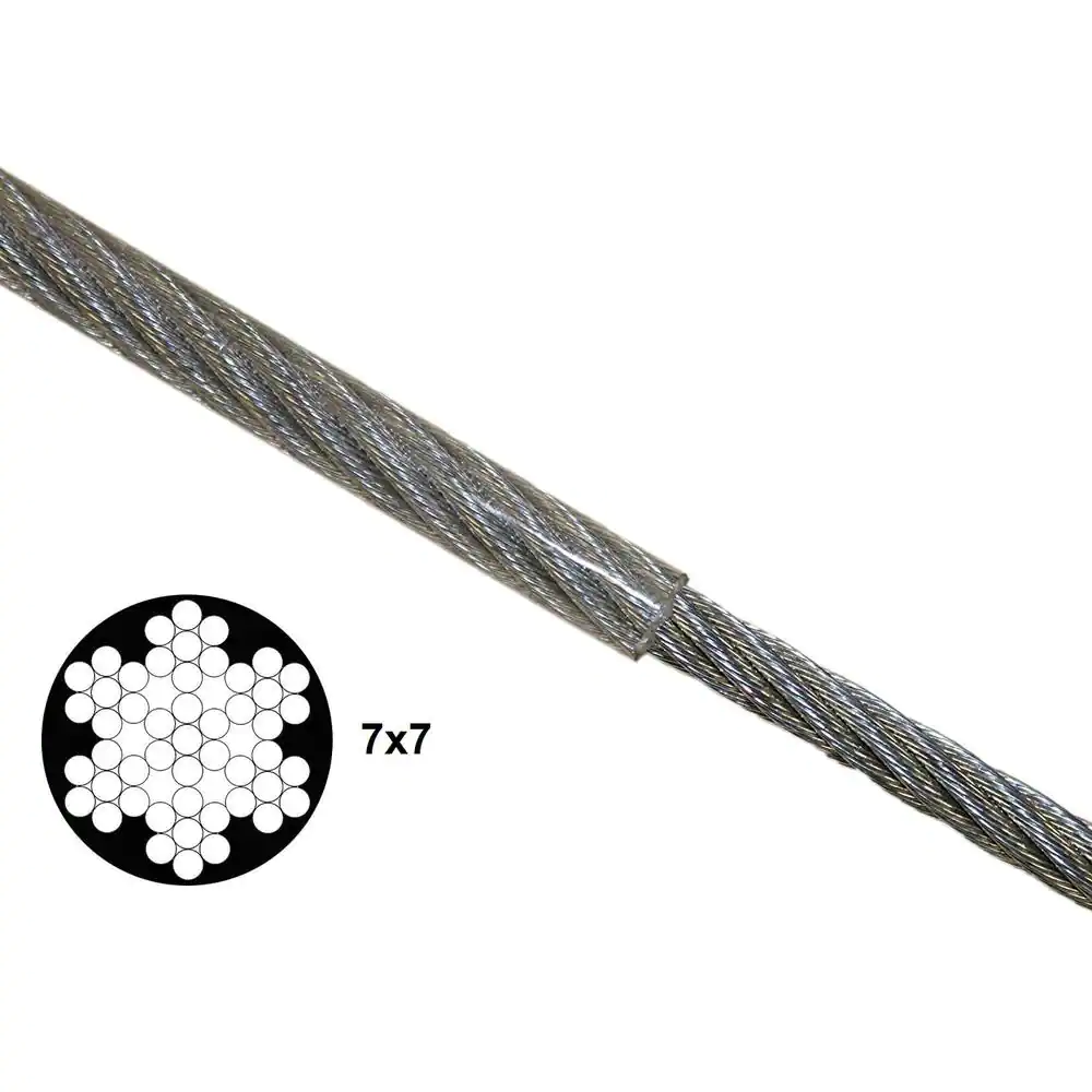 KingChain 1/8 in. x 3/16 in. x 250 ft. Vinyl-Coated Galvanized Aircraft Cable, 7x7 Construction - 340 lbs Safe Work Load - Reeled