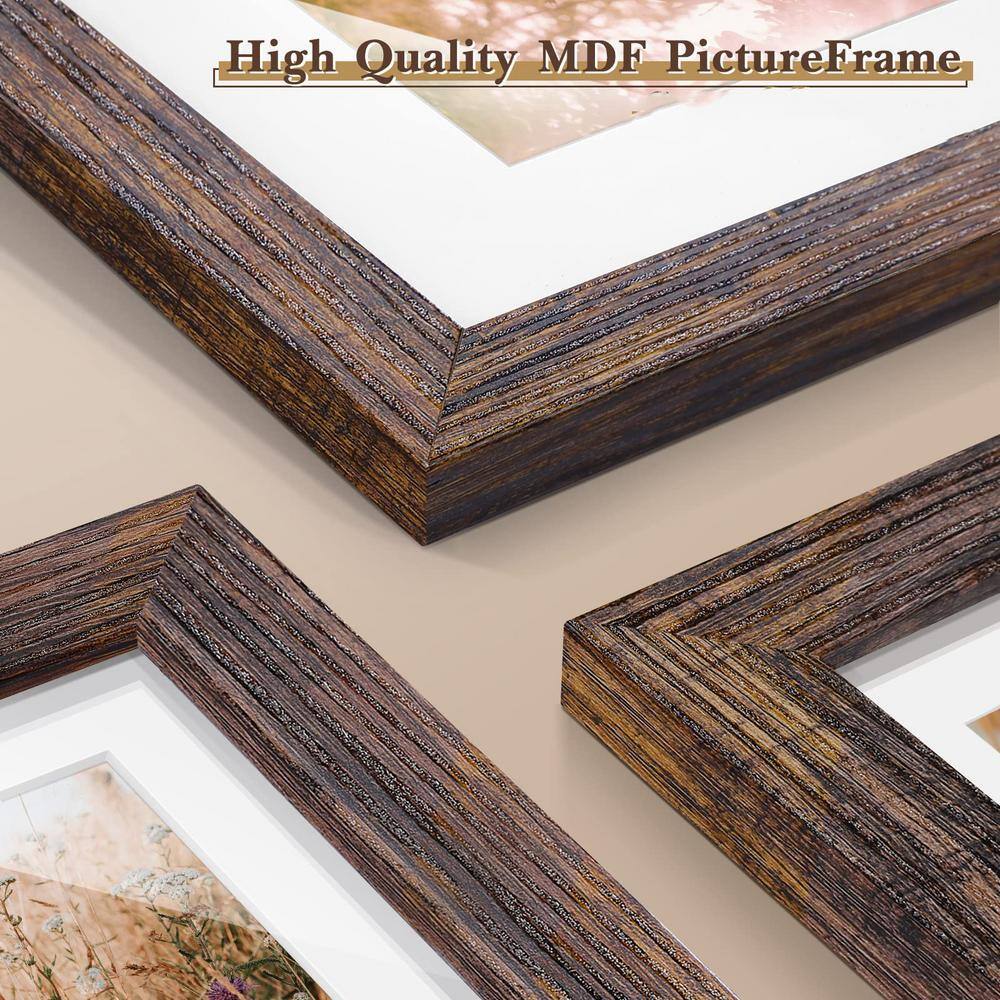None Family Two 8 x 10 Four 5 x 7 Four 4 x 6 Dark Brown for Wall or Tabletop Decor Picture Frame Set of 10 PCS