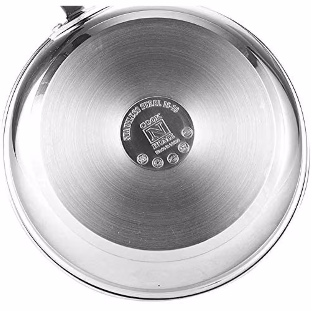 Cook N Home 8 qt. Stainless Steel Stock Pot in Black and Stainless Steel with Glass Lid
