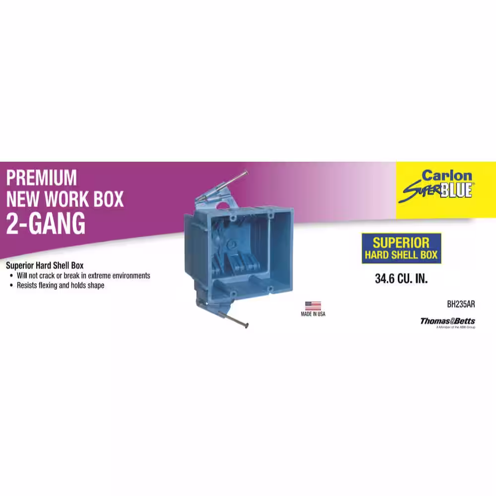 Carlon 2-Gang 35 cu. in. Hard Shell PVC New Work Electrical Switch and Outlet Box