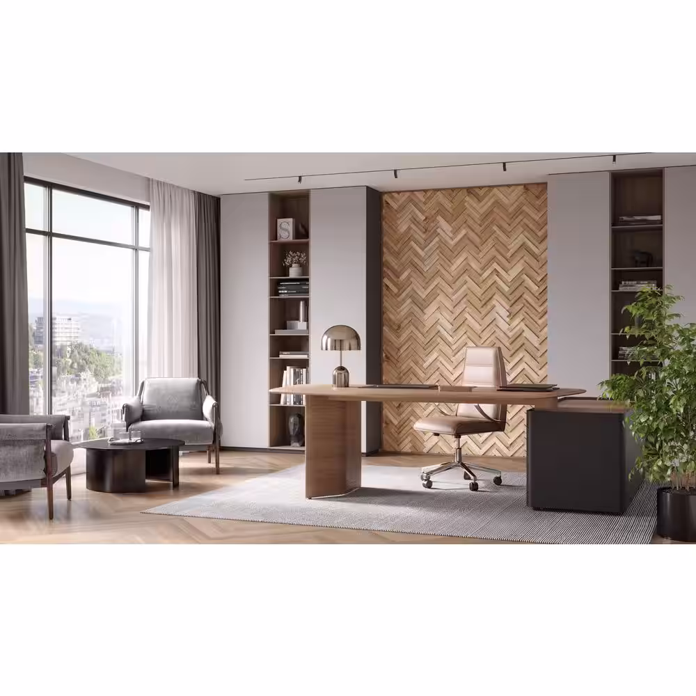 WALL!SUPPLY 0.59 in. x 7.09 in. x 14.76 in. UltraWood Teak Herringbone Jointless Wall Paneling (16-Pack)