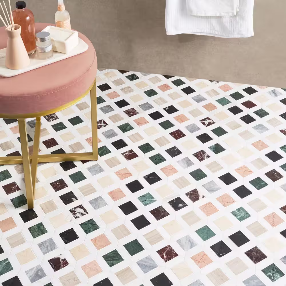 Ivy Hill Tile Lula Multicolor 11.92 in. x 11.92 in. Polished Marble Floor and Wall Tile (0.98 sq. ft./Each)
