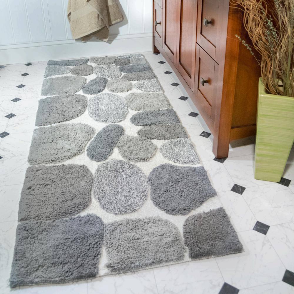 Chesapeake Merchandising Pebbles Grey 24 in. x 60 in. Bath Rug Runner