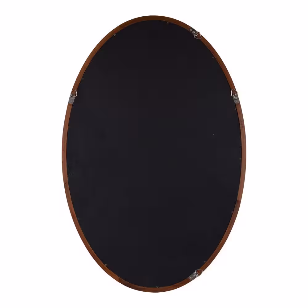 Kate and Laurel Hogan 24.00 in. W x 36.00 in. H Walnut Brown Oval Farmhouse Framed Decorative Wall Mirror