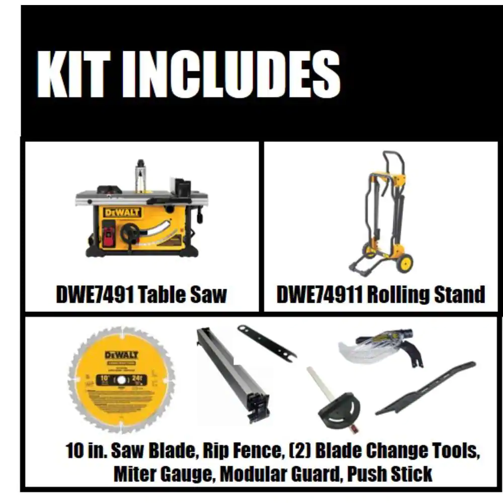 DEWALT 15 Amp Corded 10 in. Job Site Table Saw with Rolling Stand