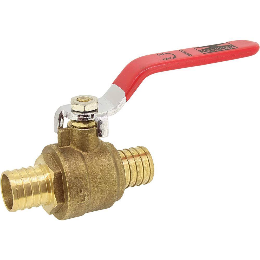 REVALVED 1 in. PEX Full Port Brass Ball Valve with Red Handle (10-Pack)