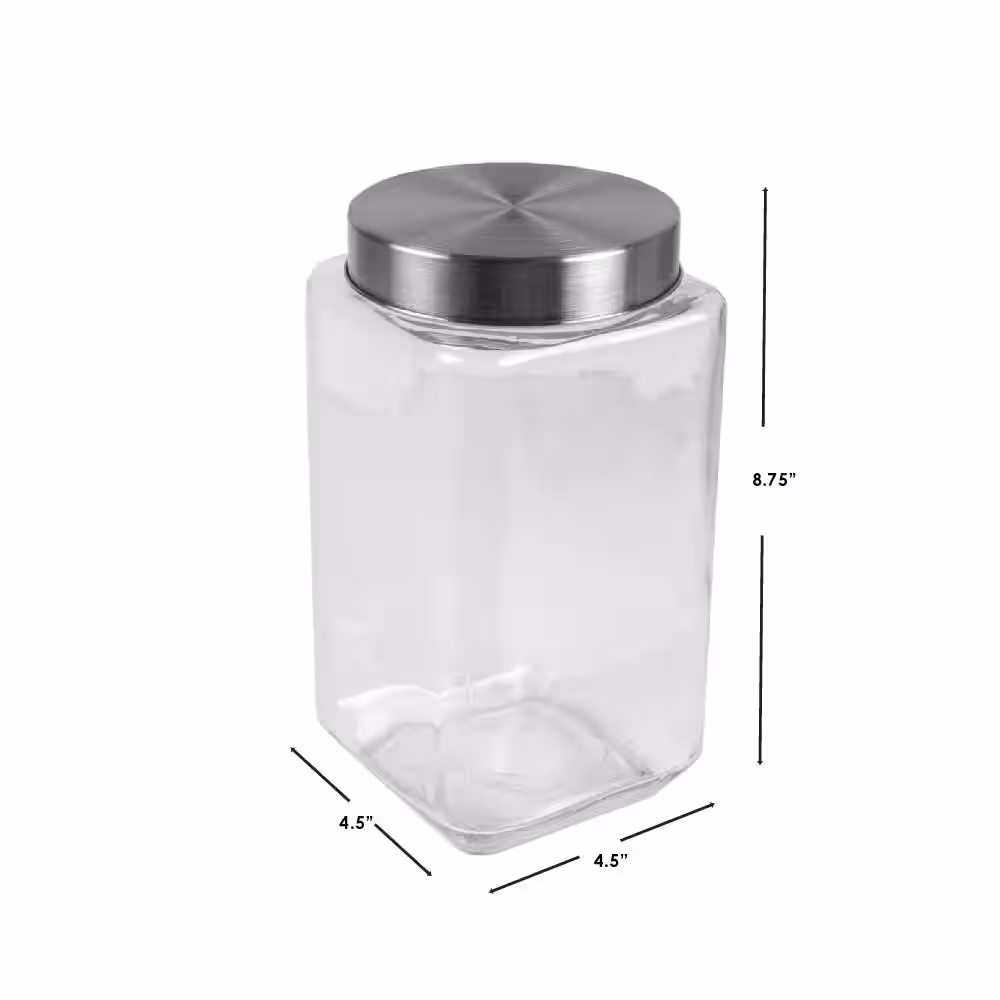 Home Basics 67 oz. X-Large Round Glass Canister with Stainless Steel Lid