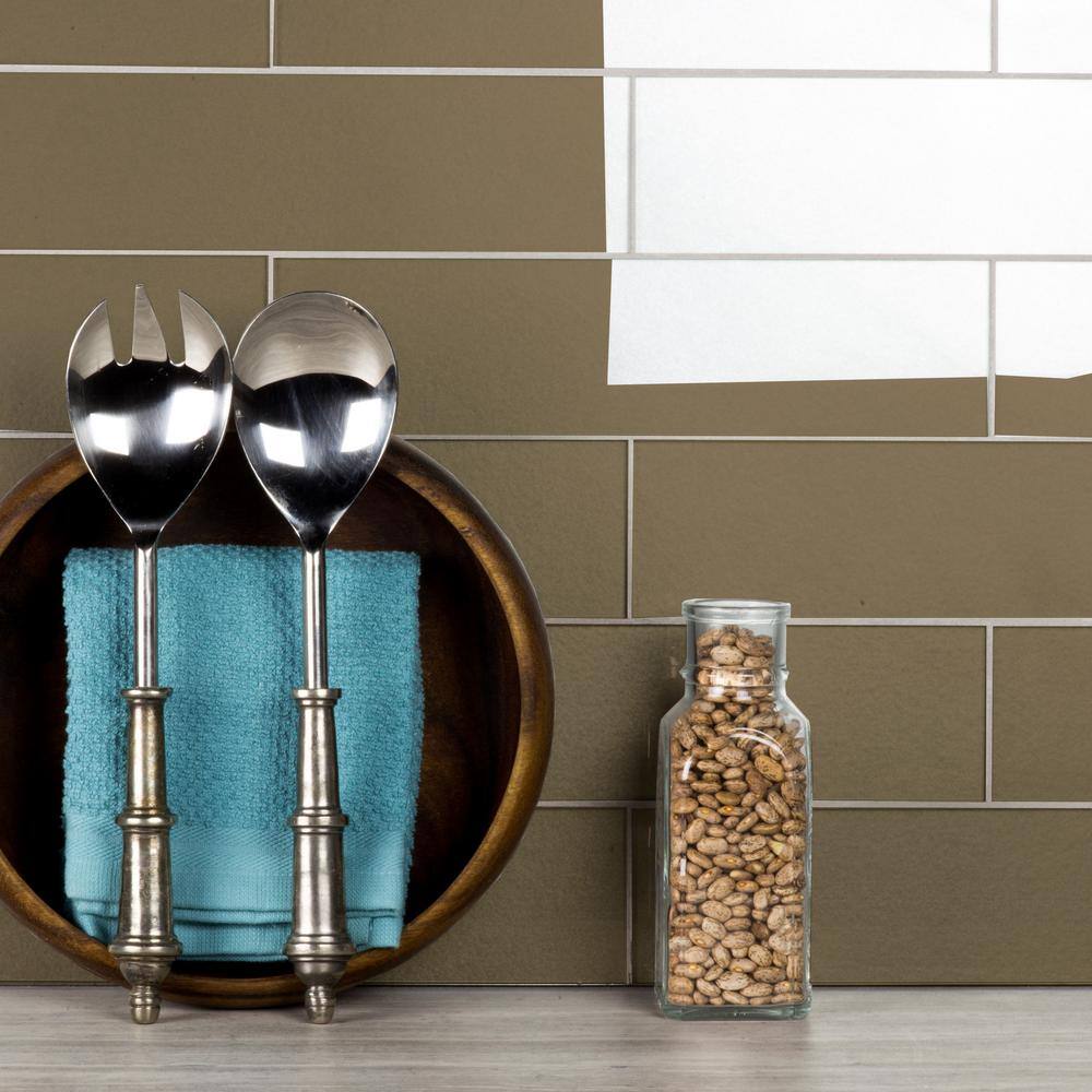 ABOLOS Transitional Design Glossy Bronze Subway 3 in. x 12 in. Glass Backsplash Wall Tile (14 sq. ft./Case)