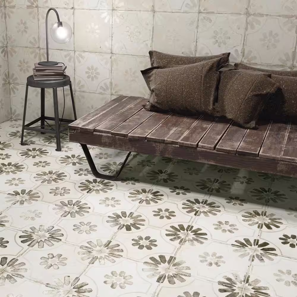 Merola Tile Kings Blume White 17-5/8 in. x 17-5/8 in. Ceramic Floor and Wall Tile (10.95 sq. ft./Case)