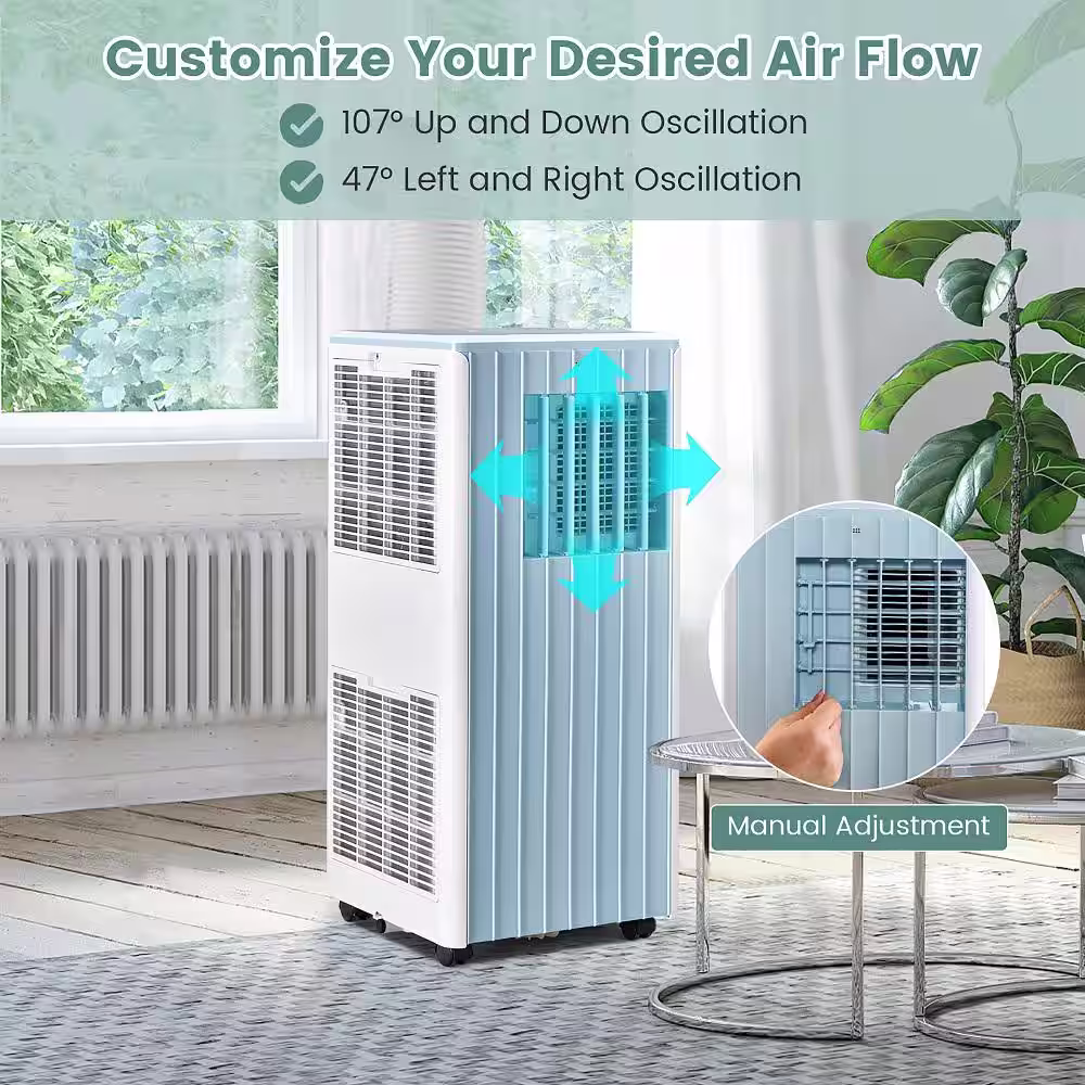 Gymax Portable Air Conditioner 10000 BTU ASHRAE 3-in-1 AC Unit with Humidifier and Sleep Mode Blue