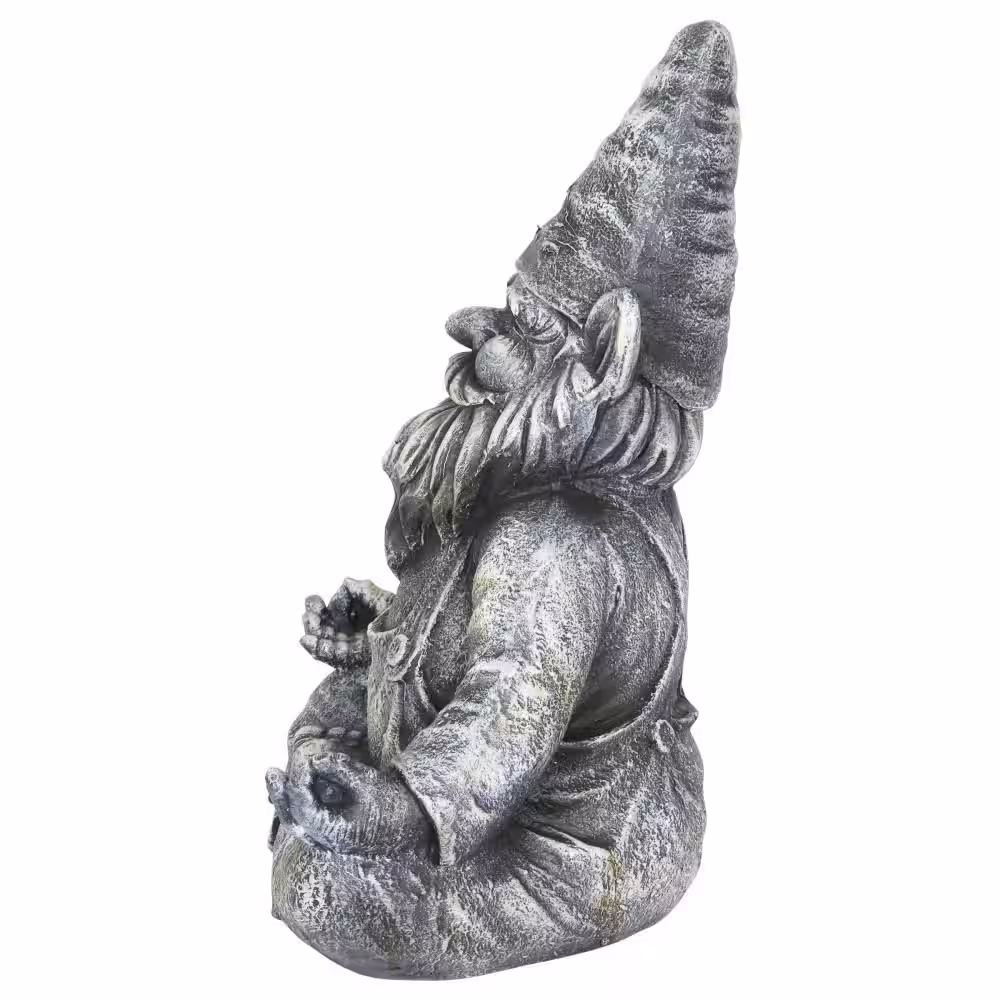 Exhart Grey Gnamaste Gnome Garden Statue
