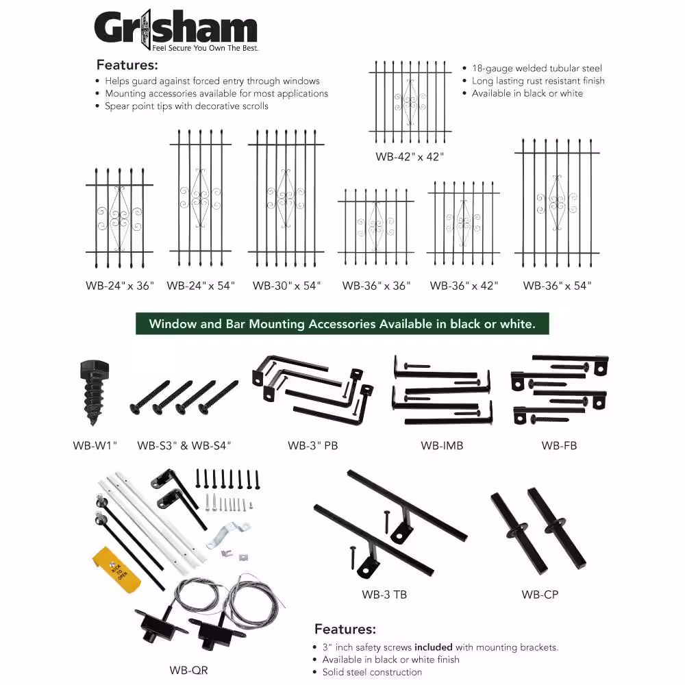Grisham Steel Inside-Mount Window Bar Bracket (4-Pack)