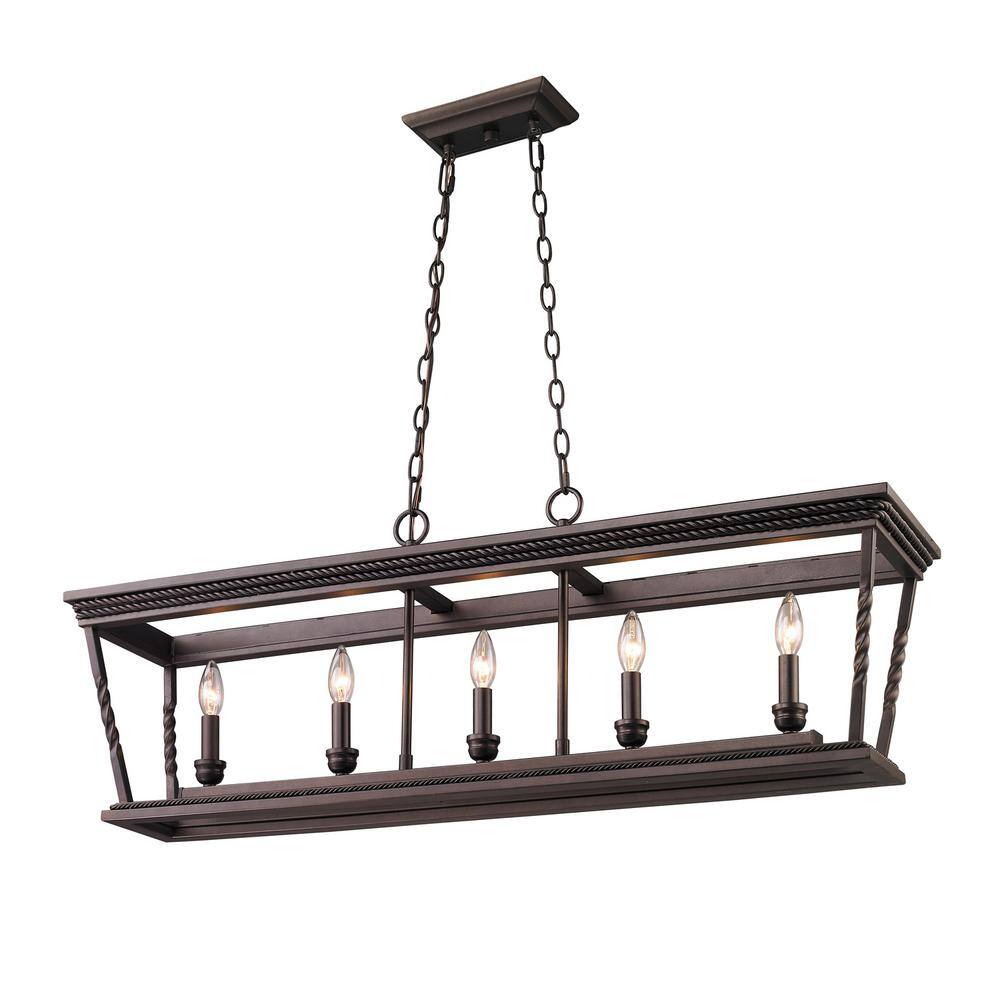 Golden Lighting Davenport 5-Light Etruscan Bronze Pendant