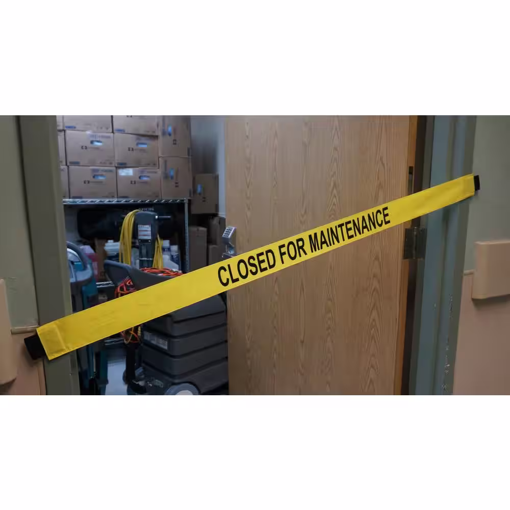 Magnetic Door Barrier Nylon Closed for Maintenance Safety Banner with Magnetic Ends. Fits up to a 51 in. Extra-Wide Doorway