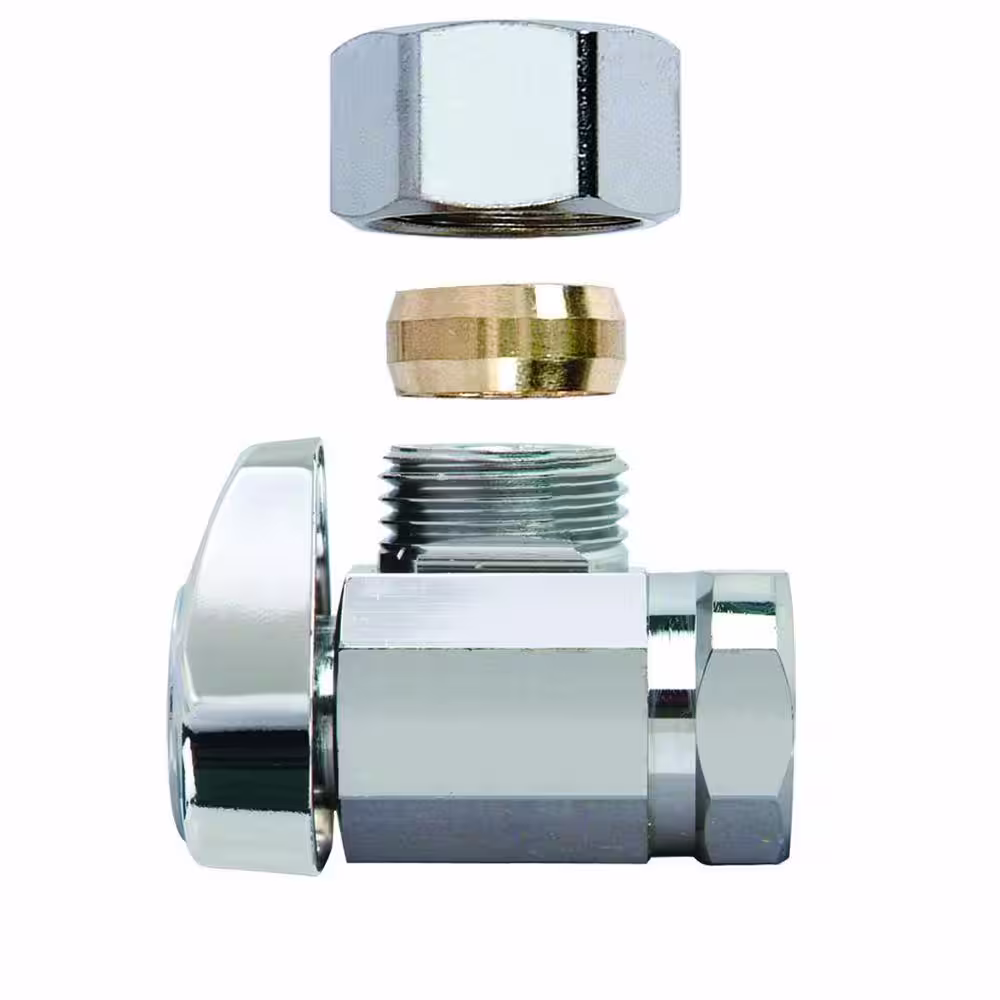 BrassCraft 1/2 in. FIP Inlet x 7/16 in. and 1/2 in. Slip-Joint Outlet 1/4-Turn Angle Valve