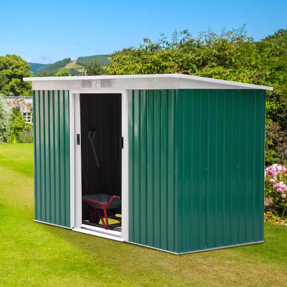 Outsunny 9 ft. x 4 ft. Outdoor Rust-Resistant Metal Garden Vented Storage Shed with Spacious Layout and Durable Construction