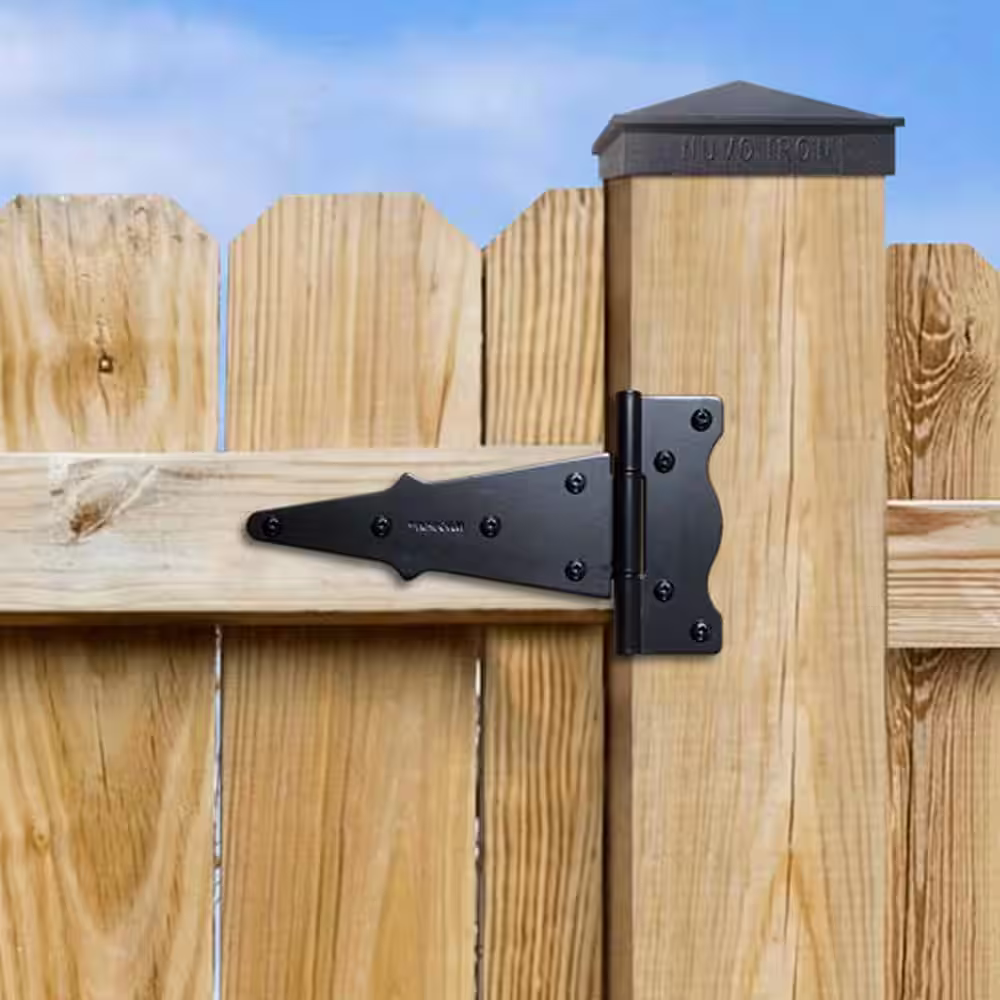 NUVO IRON 13 in. W x 10 in. H Black Heavy-Gauge Galvanized Steel Tee Hinge (24-Sets)