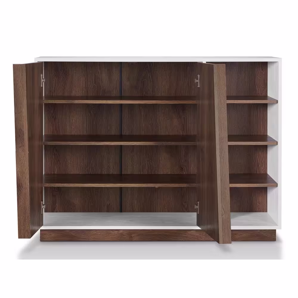 Furniture of America 35 in. H x 47.24 in. W Brown MDF Shoe Storage Cabinet