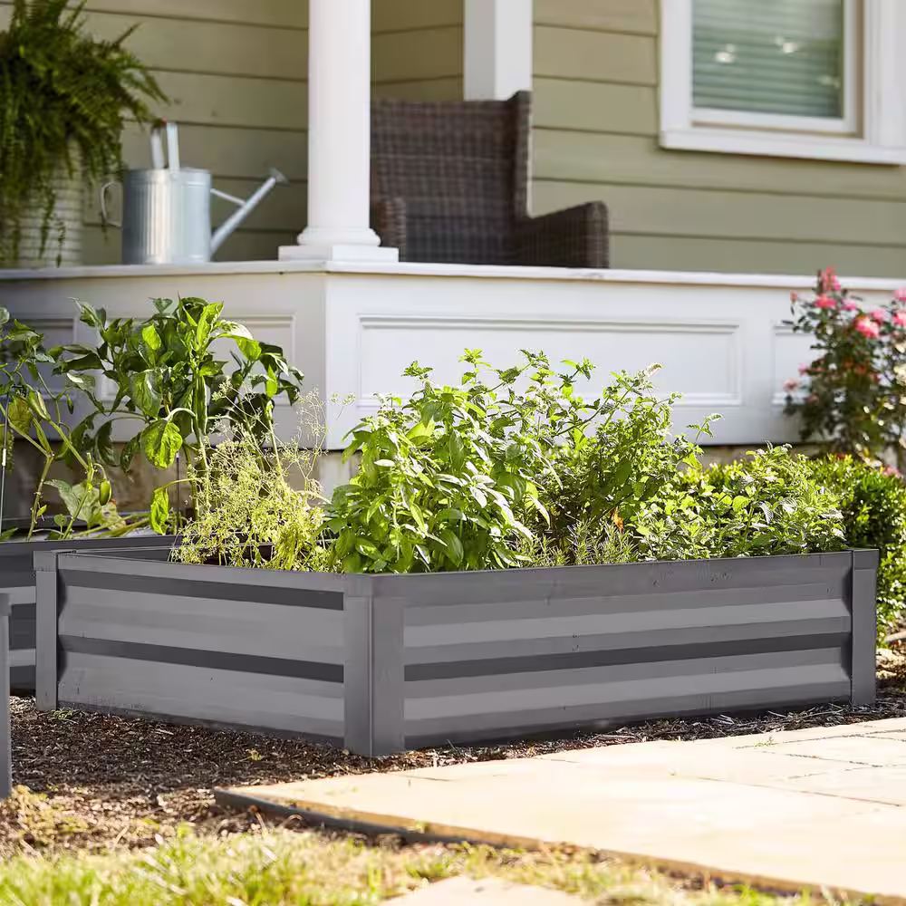 Vigoro 4 ft. x 4 ft. Antique Iron Raised Garden Bed