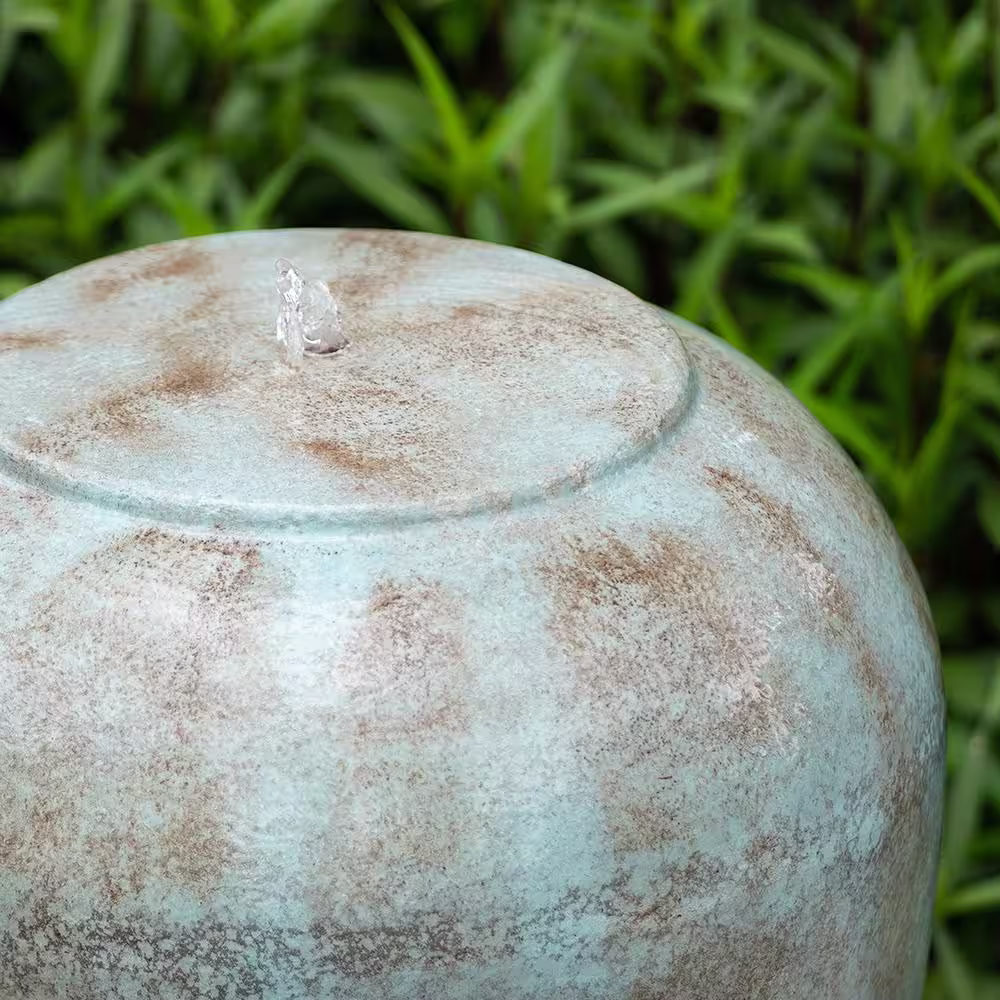 None 32 in. Cement Urn Fountain Tranquility Lawn Water Feature for Backyard and Garden Green