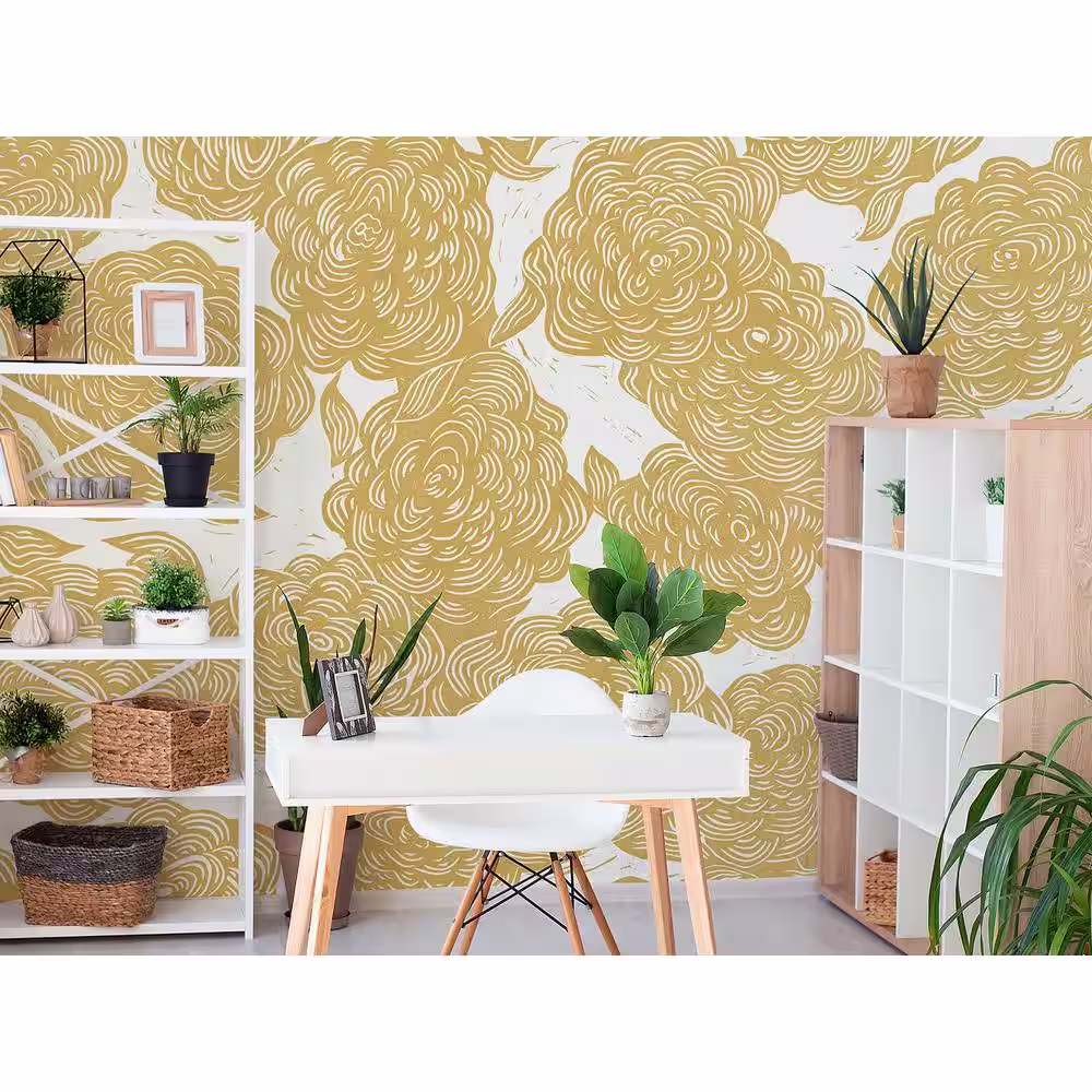 A-Street Prints Roses Ochre Wall Mural