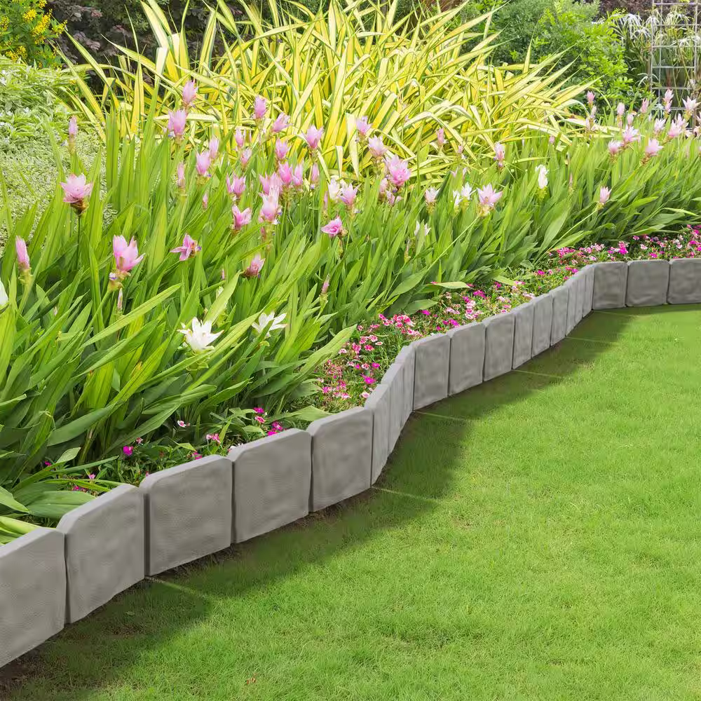 Pure Garden 10 in. x 9 in. x 0.75 in. Gray Trim Decorative Plastic Edging Border