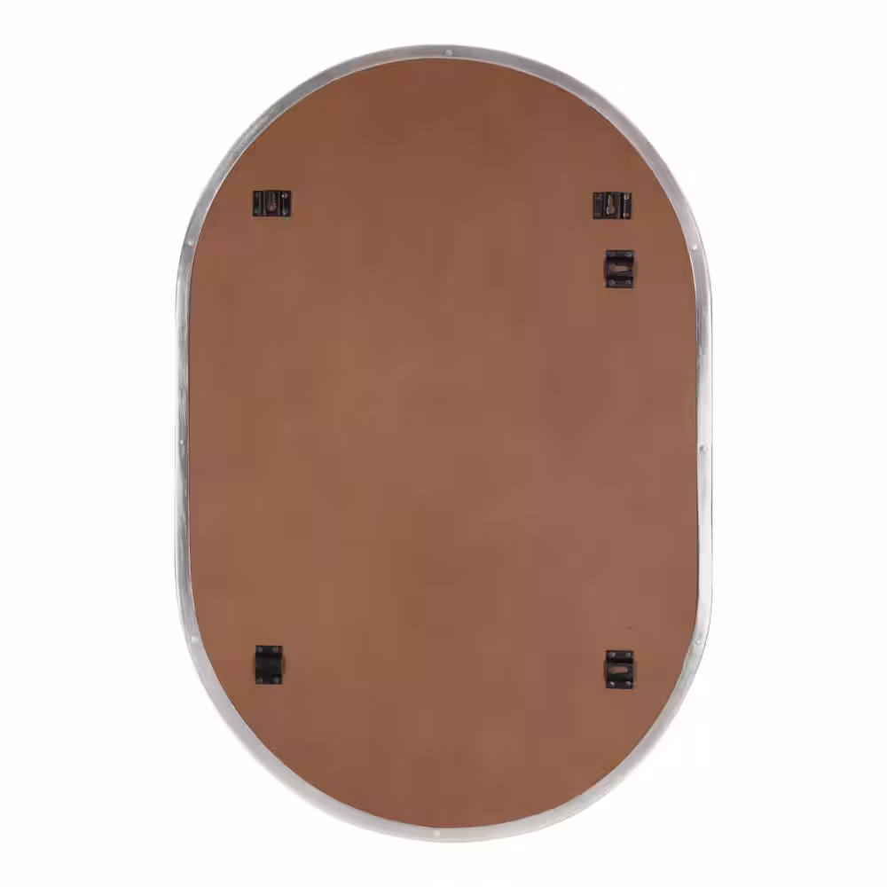 Kate and Laurel 30.00 in. H x 20.00 in. W Rollo Modern Oval Framed Silver Accent Wall Mirror
