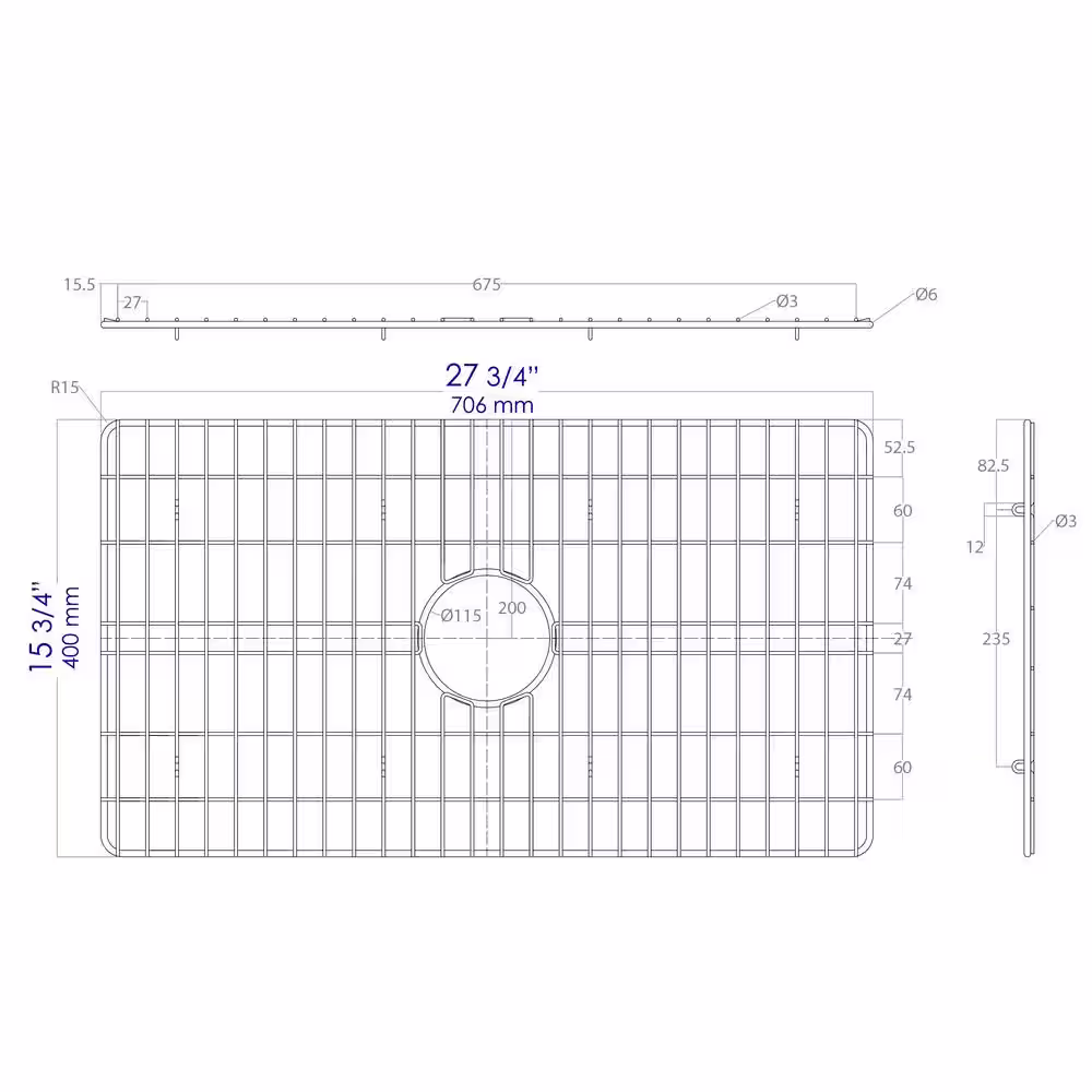 ALFI BRAND ABGR30 28 in. Grid Kitchen Sink ABF3018 in Brushed Stainless Steel