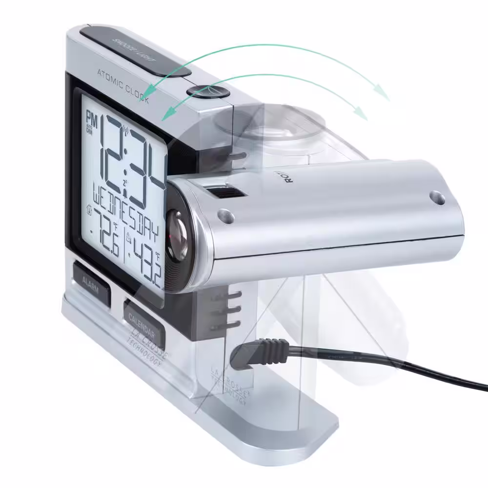 La Crosse Technology Silver Atomic Projection Alarm Clock with Temperature