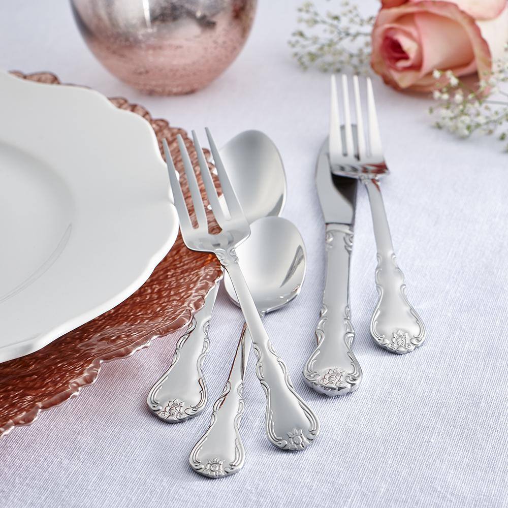 RiverRidge Home Bouquet 46-Piece Silver Stainless Steel Flatware Set (Service for 8)